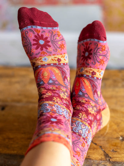 Boxed Boho Sock Set, Set of 3 - Striped Floral
