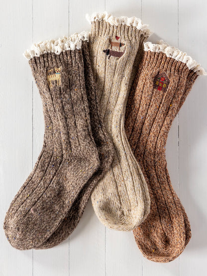 Little Things Embroidered Socks - Dog