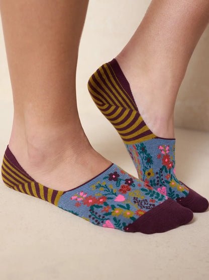 No Show Socks, Set of 2 - Jewel Border